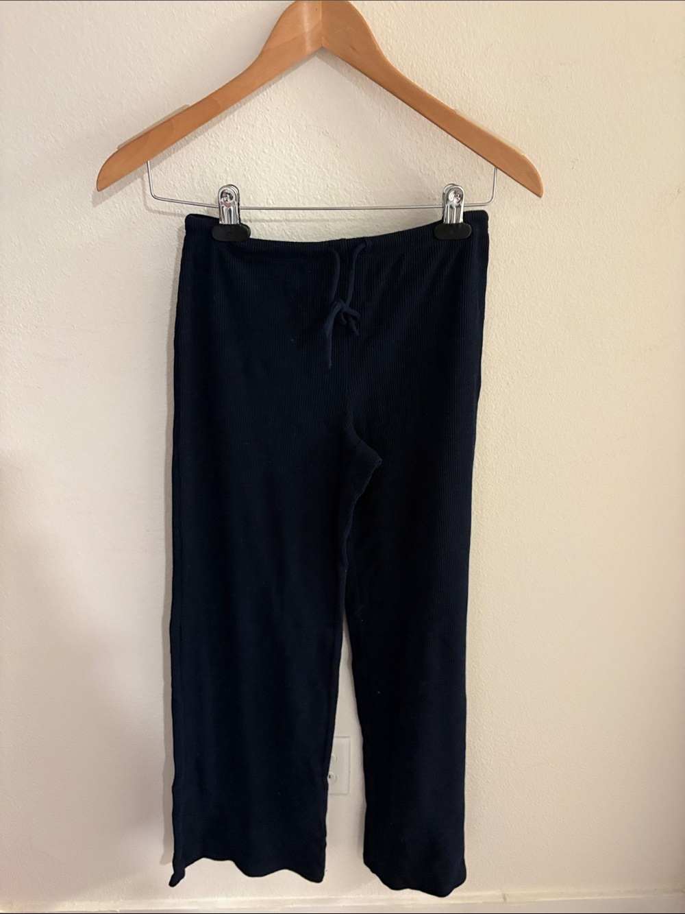 Garage Black Ribbed Track Pants with Drawstring